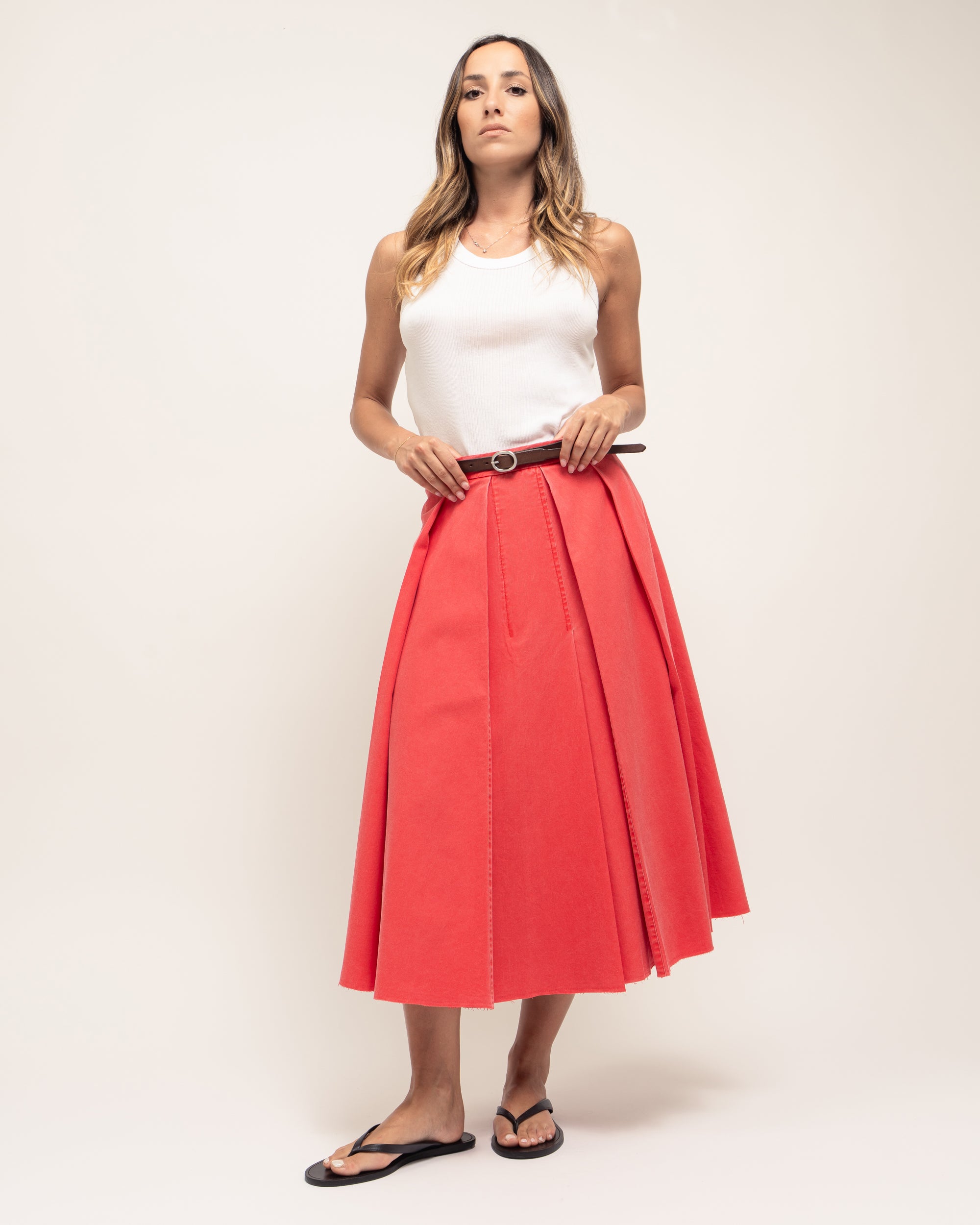 Henrique pleated midi skirt